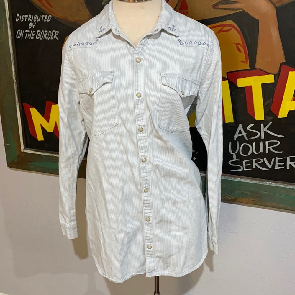 Lucky Brand Pearl Snap Boyfriend Western Shirt